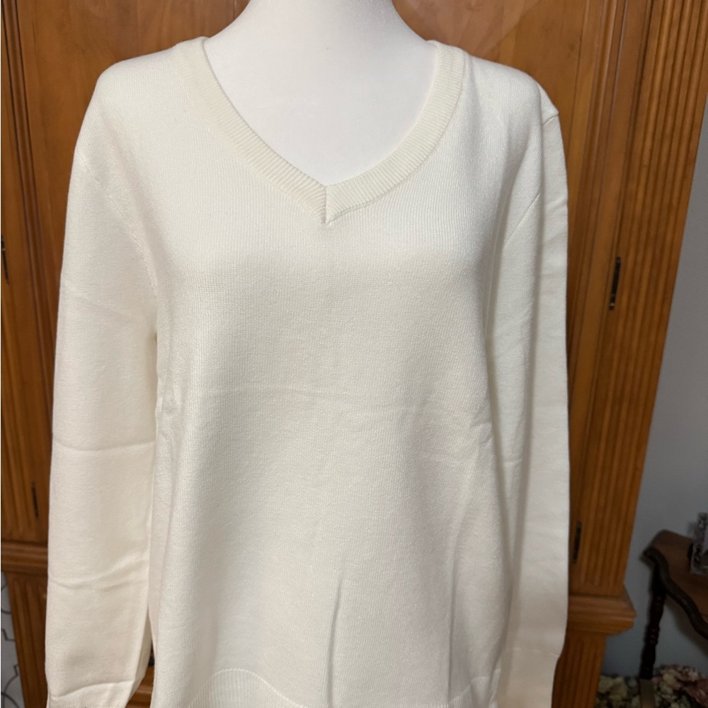Elegant V-Neck Sweater in white NWT!